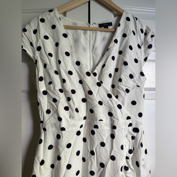 J.Crew Polka Dot Wrap Dress with Ruffle Sz 6 Flutter sleeve Preppy Feminine - Picture 3 of 9